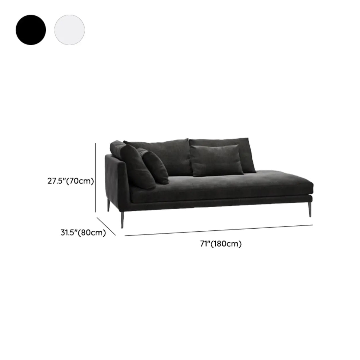 Gray Medium Modern Linen Lounger Sofa Chaise with Pillow