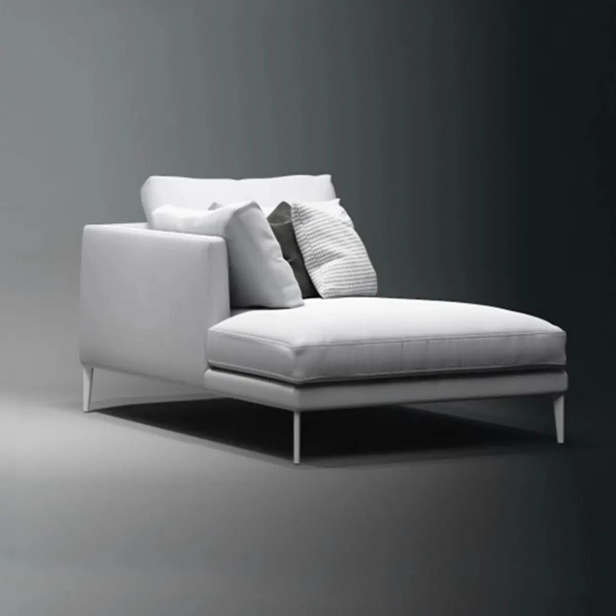 Gray Medium Modern Linen Lounger Sofa Chaise with Pillow Image - 1