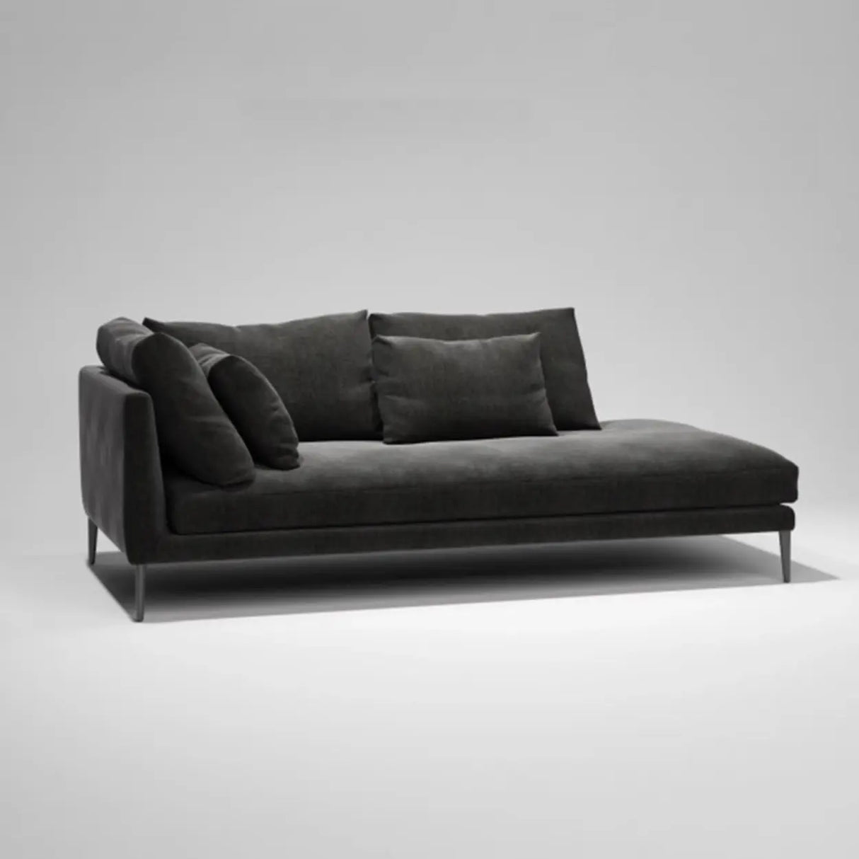 Gray Medium Modern Linen Lounger Sofa Chaise with Pillow Image - 2