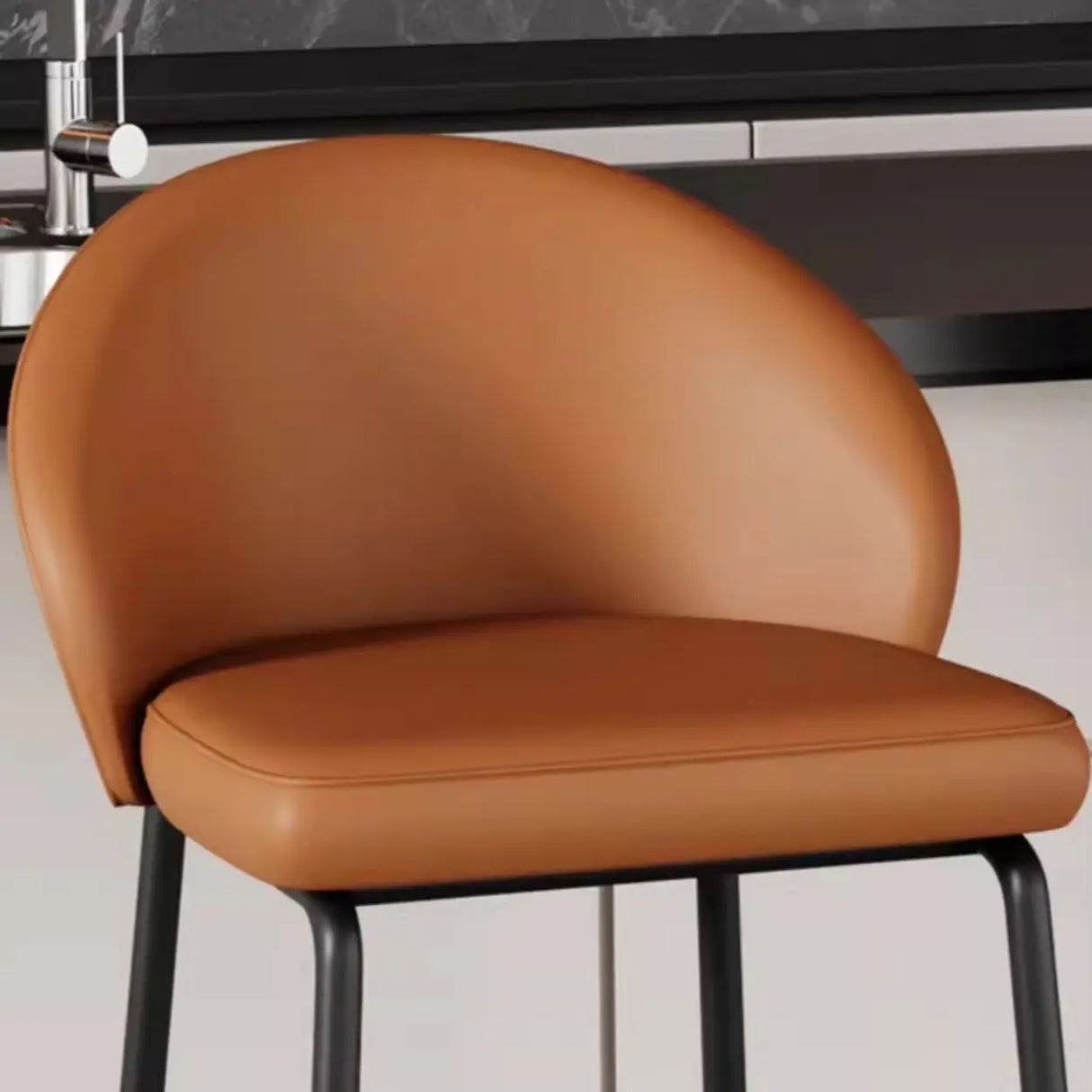 Gray Metal Four Legs Bucket Fabric Bistro Bar Stool Image - 10