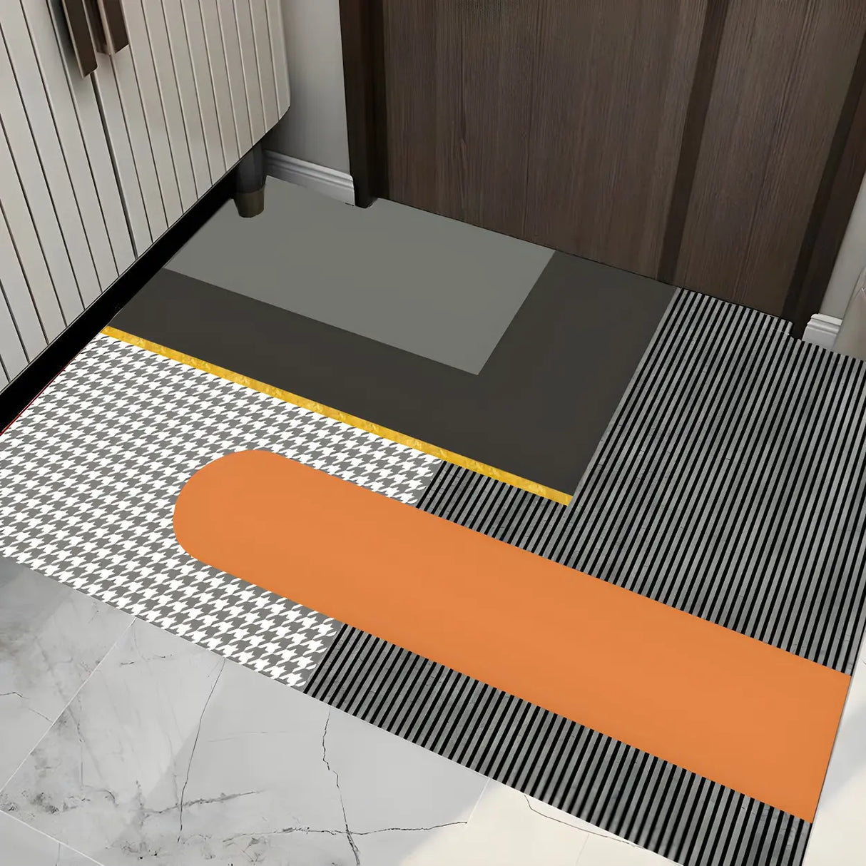 Gray Modern Rectangle Anti-Slip Medium Area Rug Image - 2