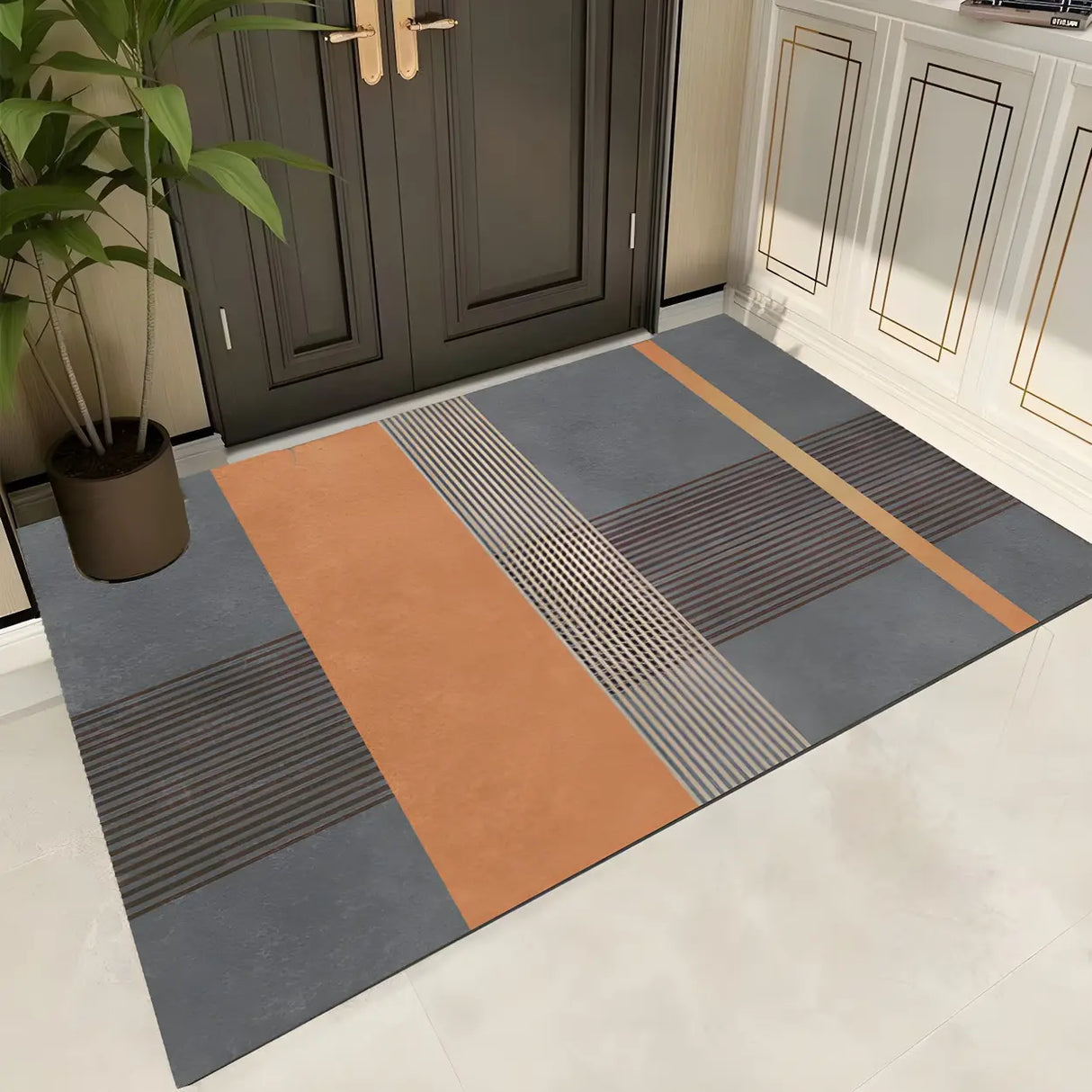 Gray Modern Rectangle Anti-Slip Medium Area Rug Image - 3
