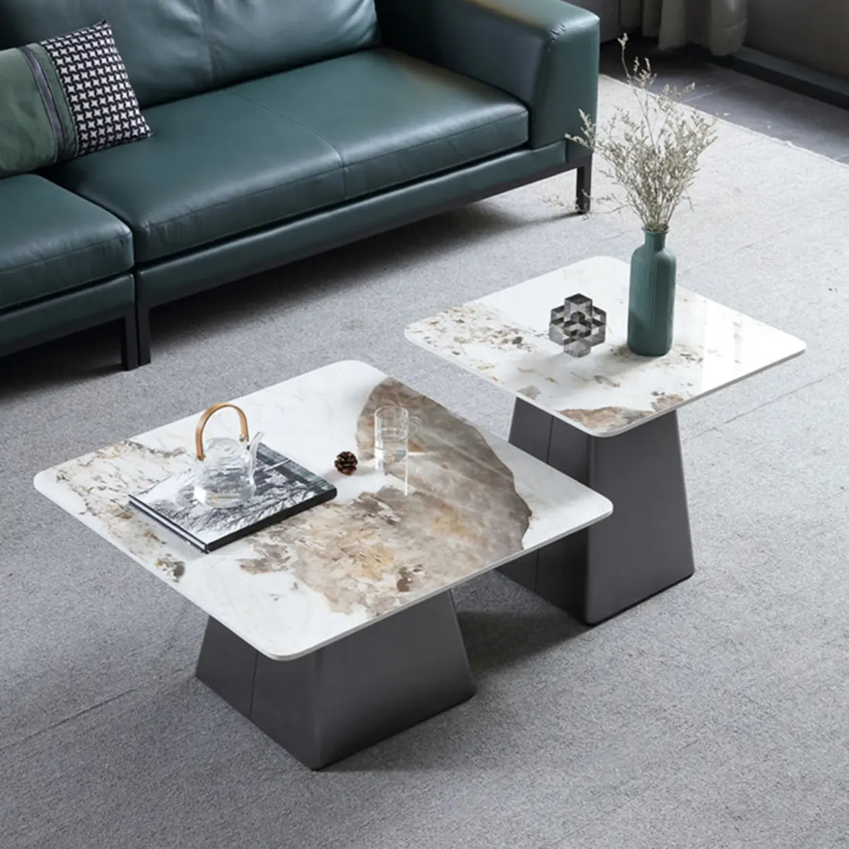 Gray Scratch Resistant Stone Square Bunching Tables Image - 4