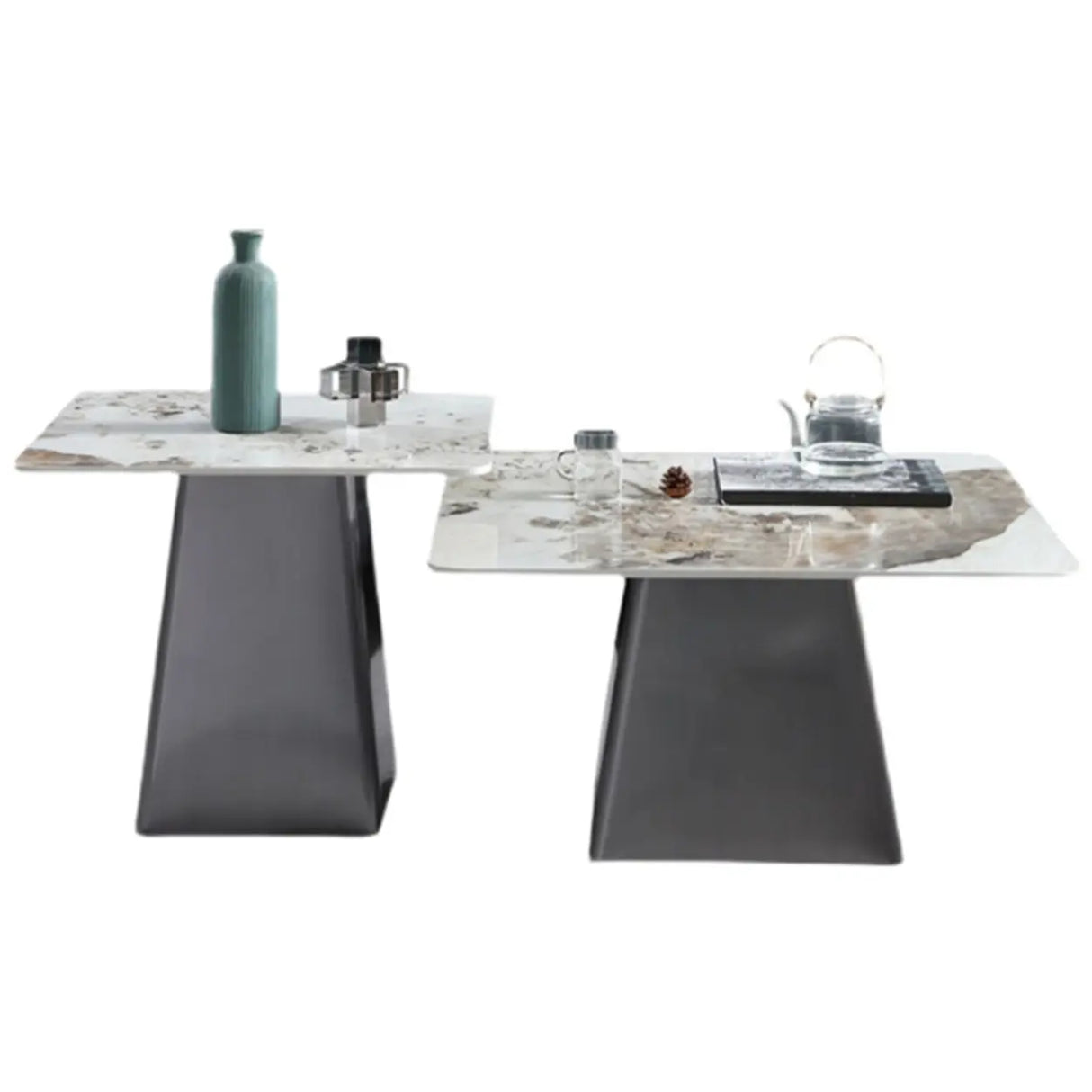 Gray Scratch Resistant Stone Square Bunching Tables Image - 7