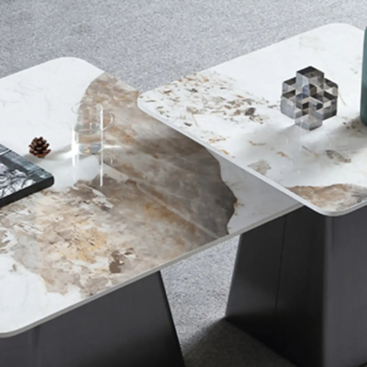 Gray Scratch Resistant Stone Square Bunching Tables Image - 9