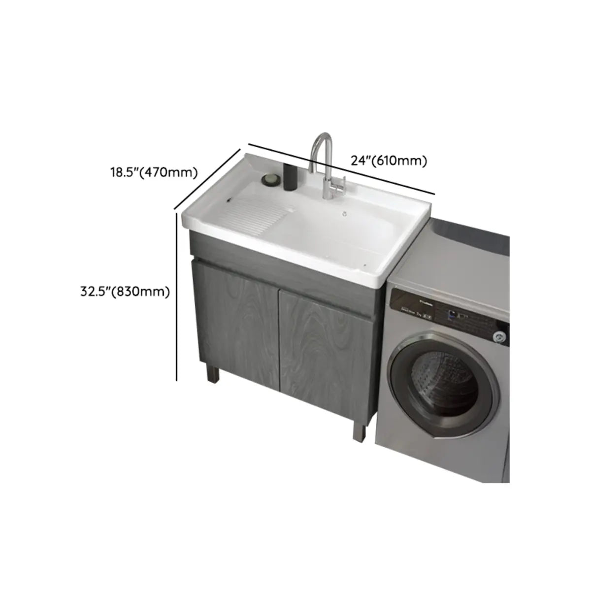 Gray Storage Drawers Wood Free-standing Bathroom Vanity