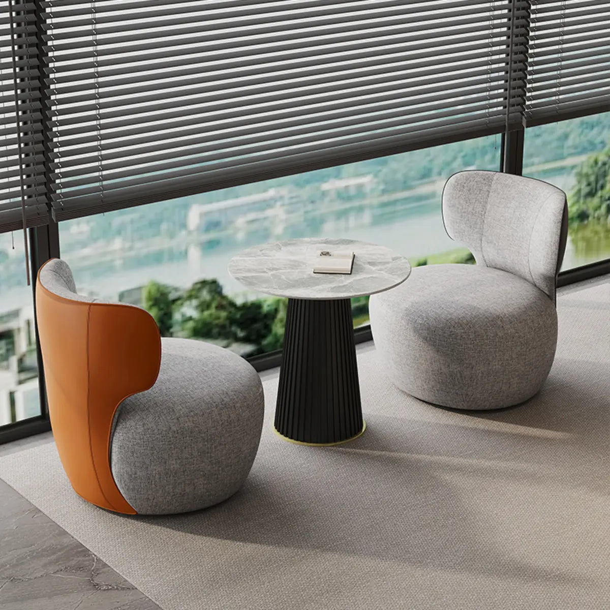 Gray Swivel Scratch Resistant Cotton Linen Side Chair Image - 1