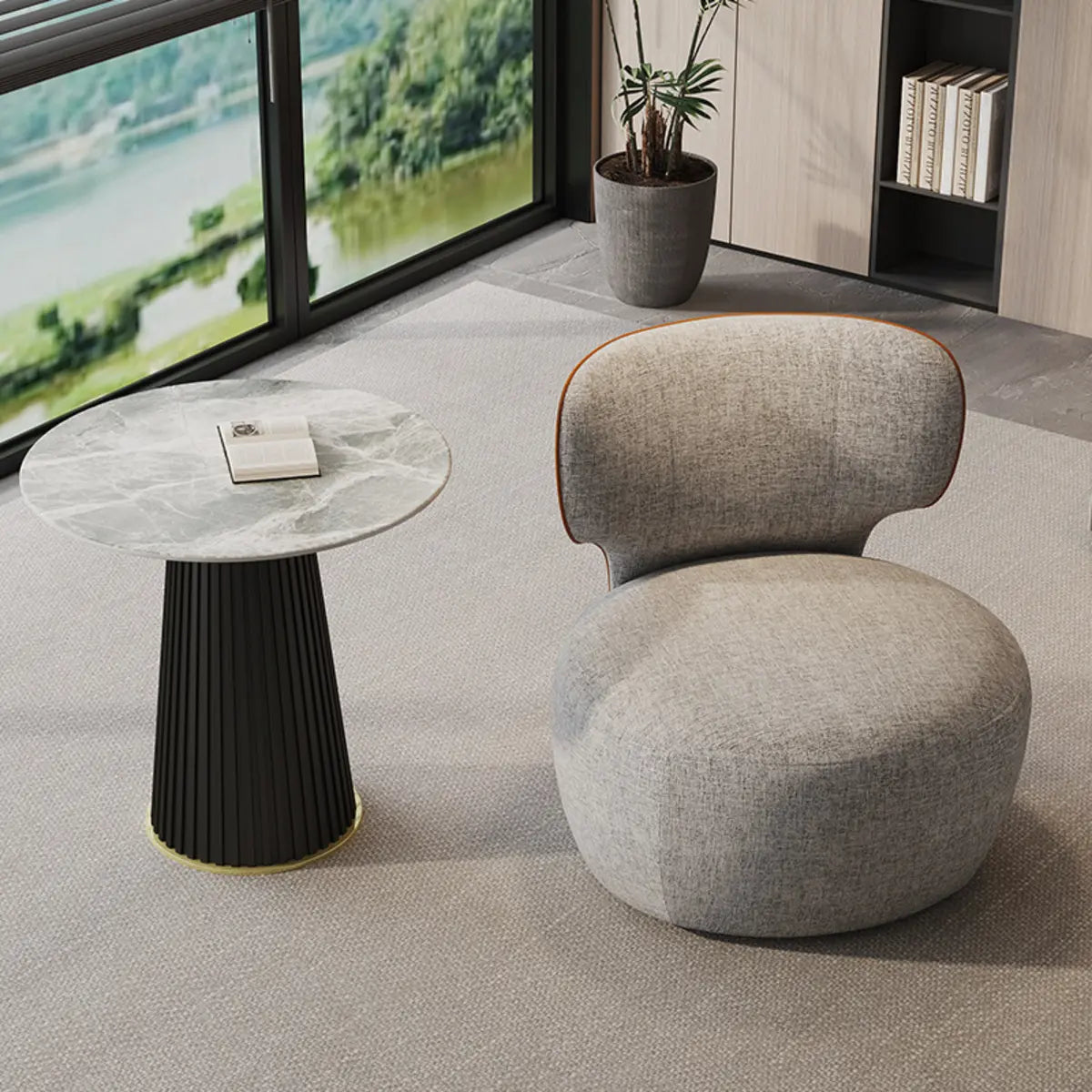 Gray Swivel Scratch Resistant Cotton Linen Side Chair Image - 2