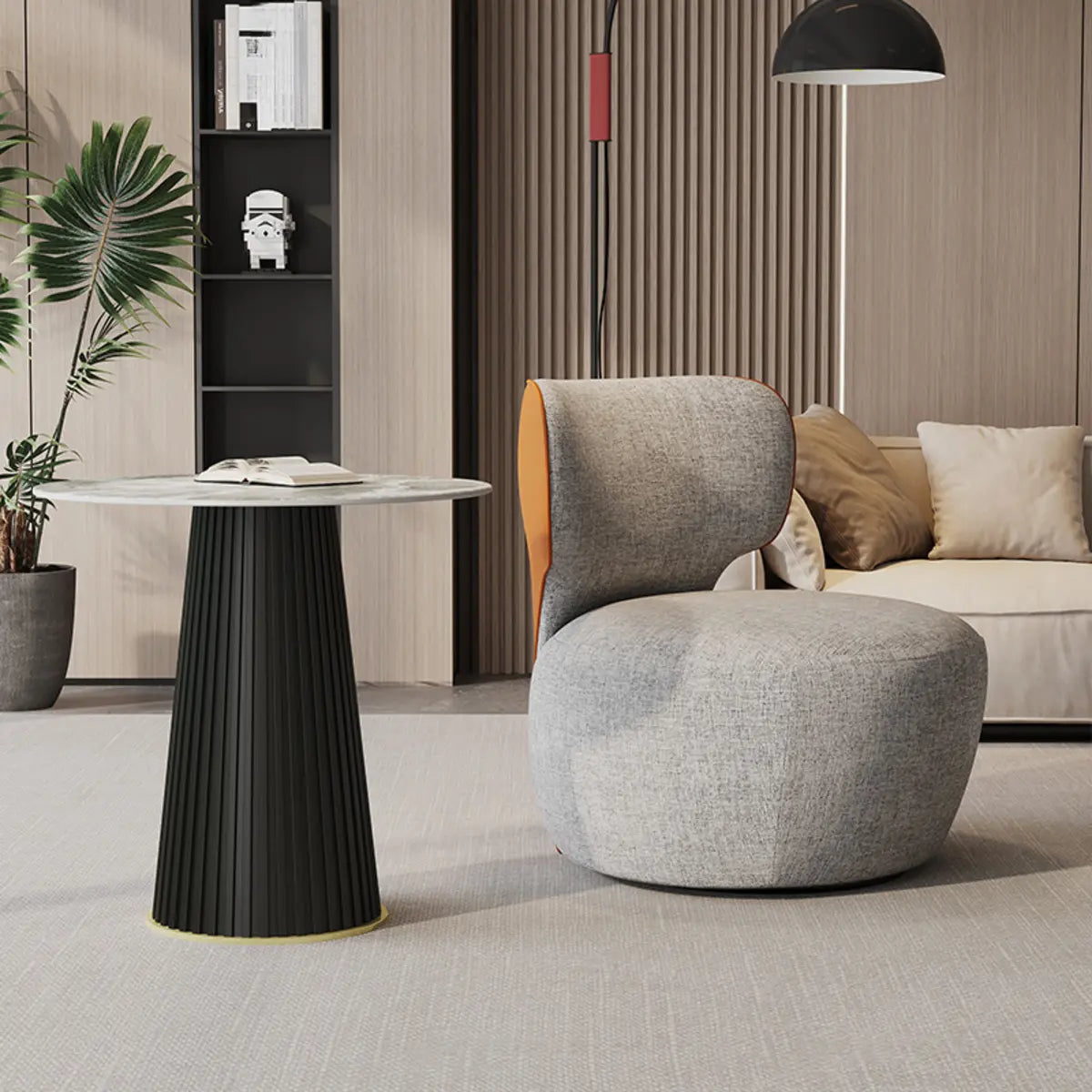 Gray Swivel Scratch Resistant Cotton Linen Side Chair Image - 4