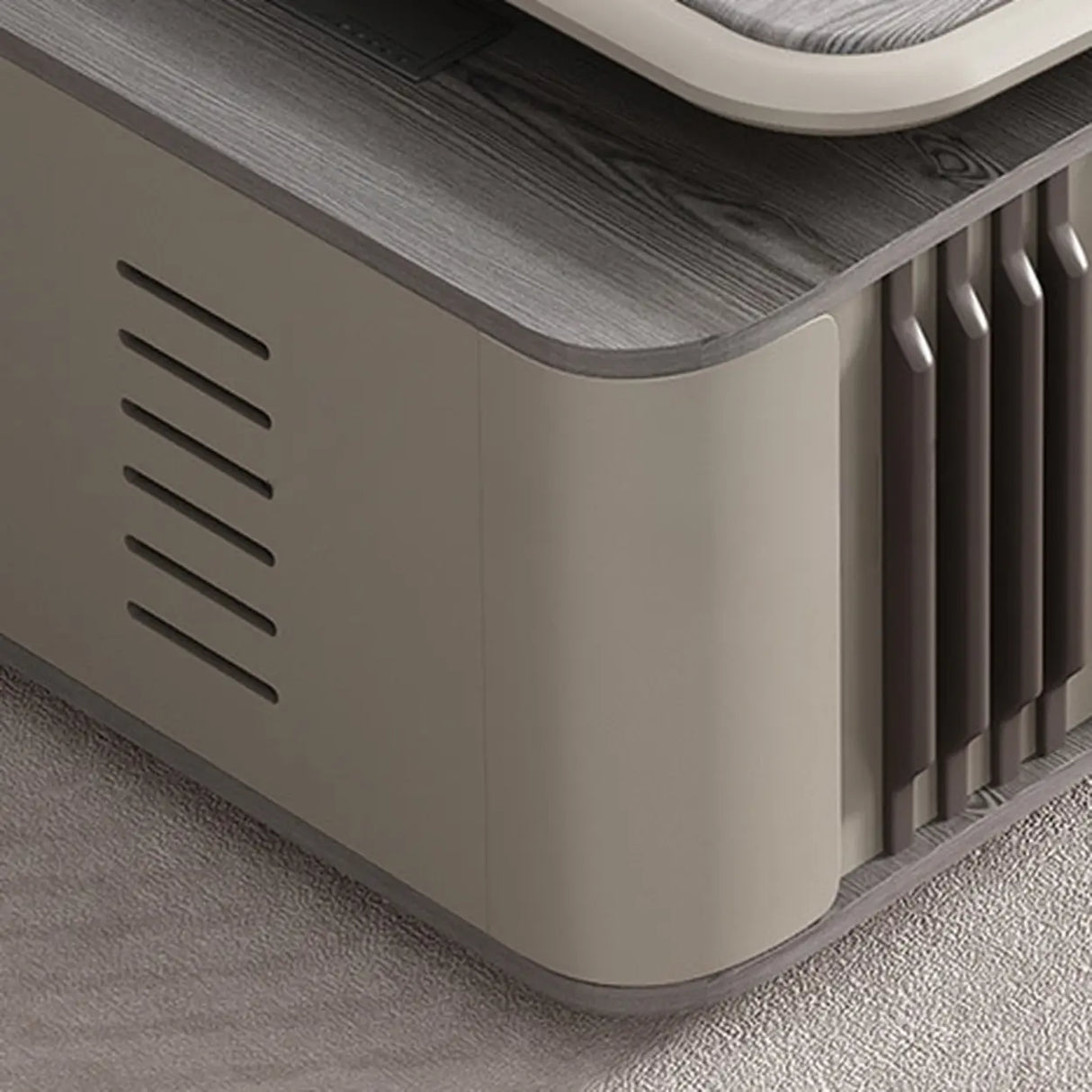 Gray Top Beige Base Long L-Shaped Wooden Executive Desk Image - 9