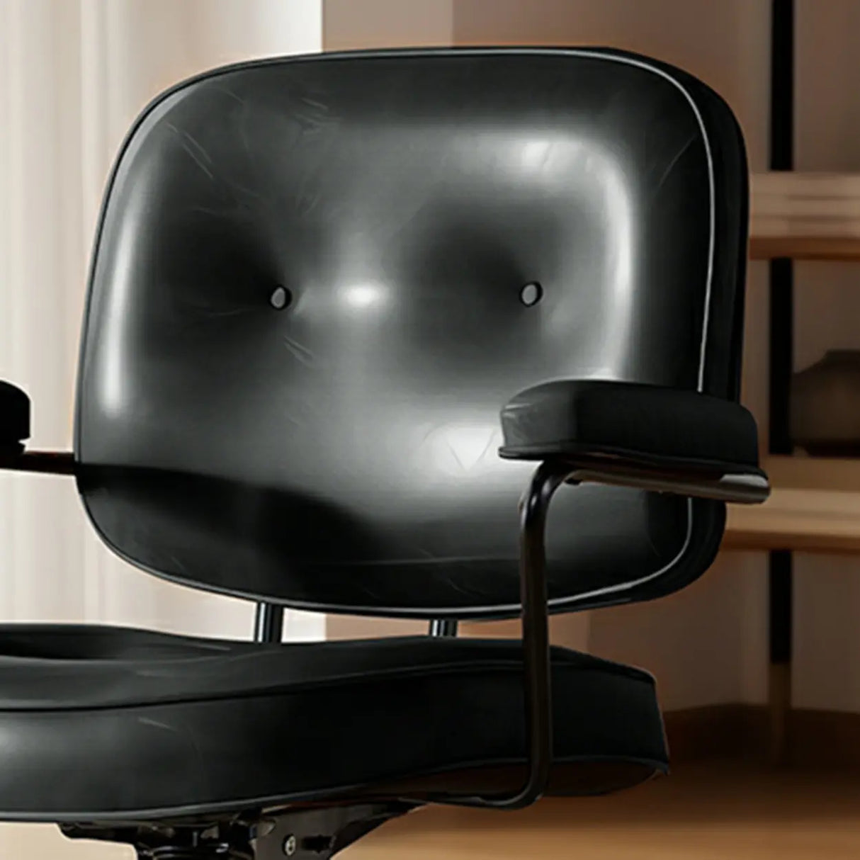 Green Armrests Modern Leather Swivel Conference Office Chair Image - 11