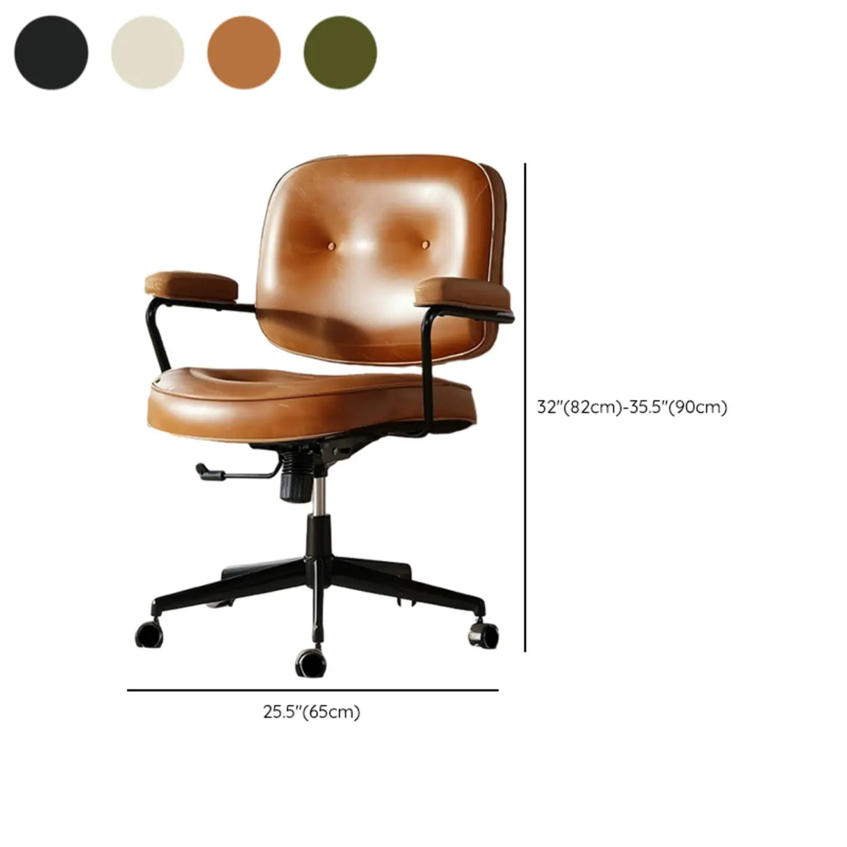 Green Armrests Modern Leather Swivel Conference Office Chair