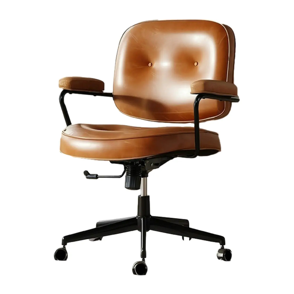 Green Armrests Modern Leather Swivel Conference Office Chair Image - 9