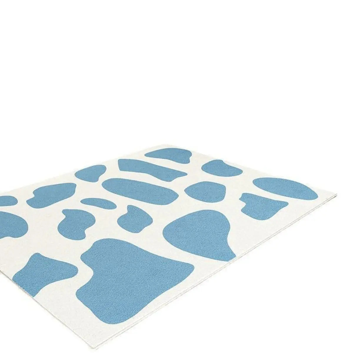 Green Color Block Rectangle Polyester White Area Rug Image - 7