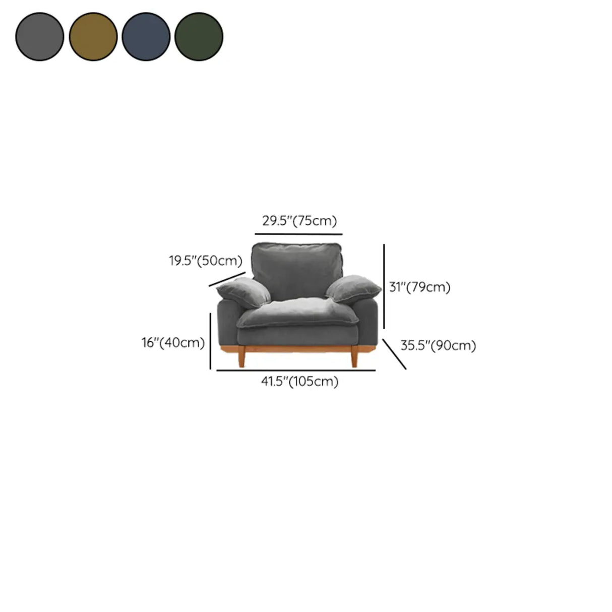 Green Corduroy Cherry Pillow Top Arm Wood Frame Sofa Image - 26