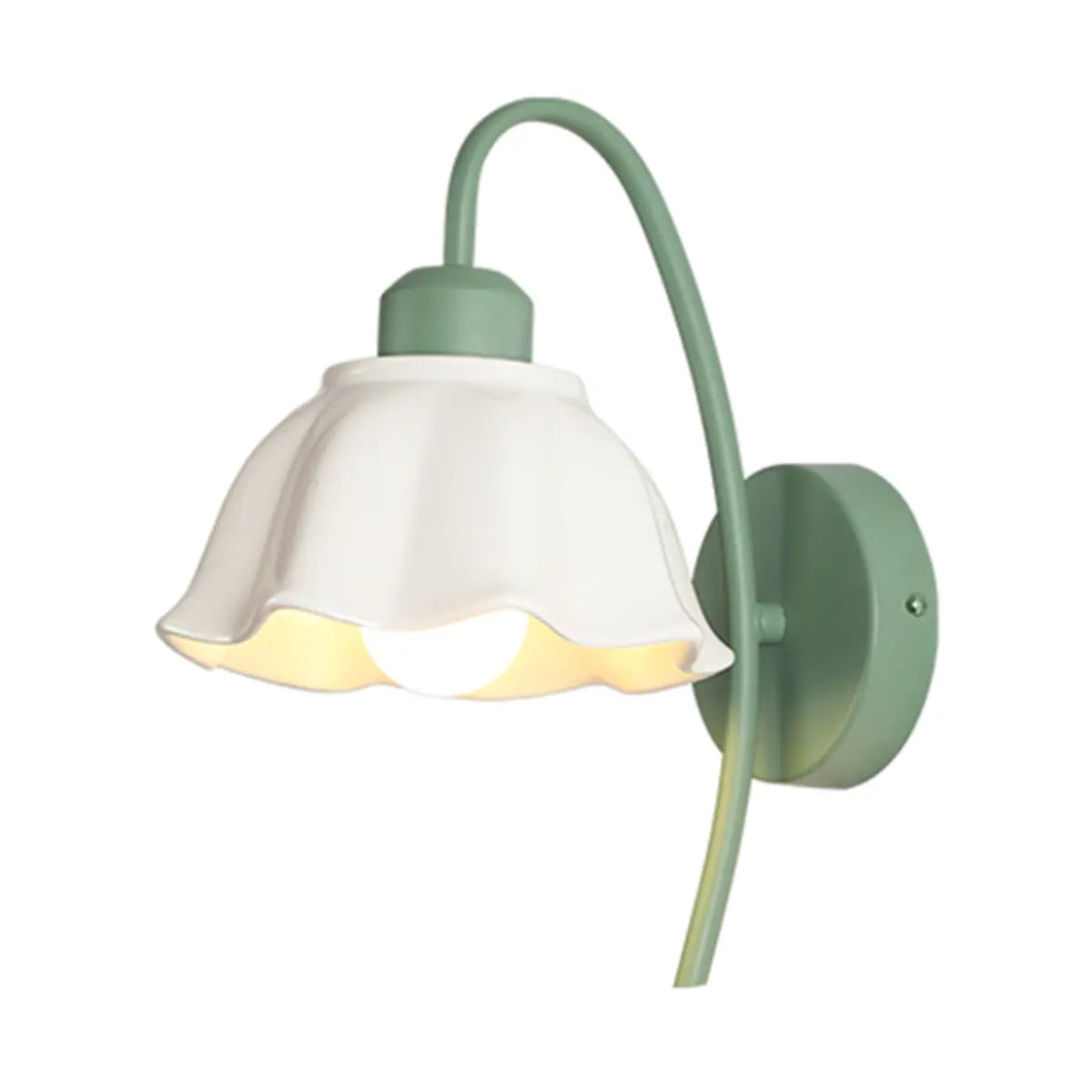 Green Curved Ceramics Floral Reading LED Wall Sconce Image - 5