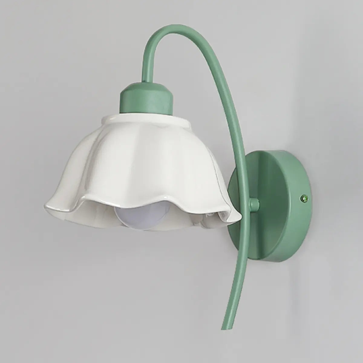 Green Curved Ceramics Floral Reading LED Wall Sconce Image - 7