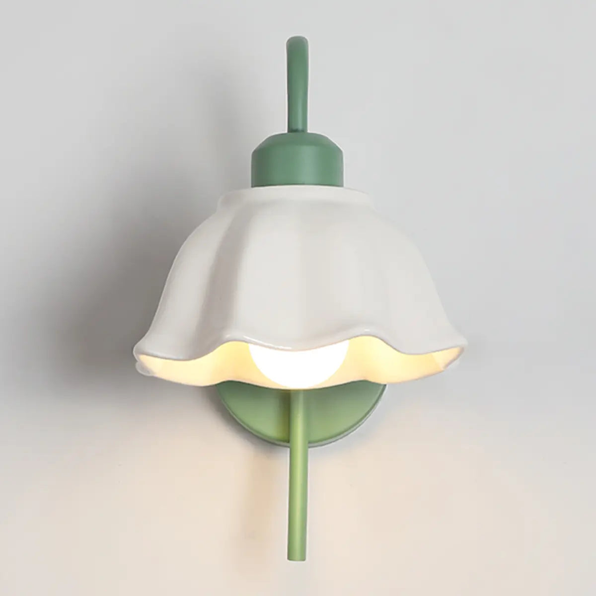 Green Curved Ceramics Floral Reading LED Wall Sconce Image - 8