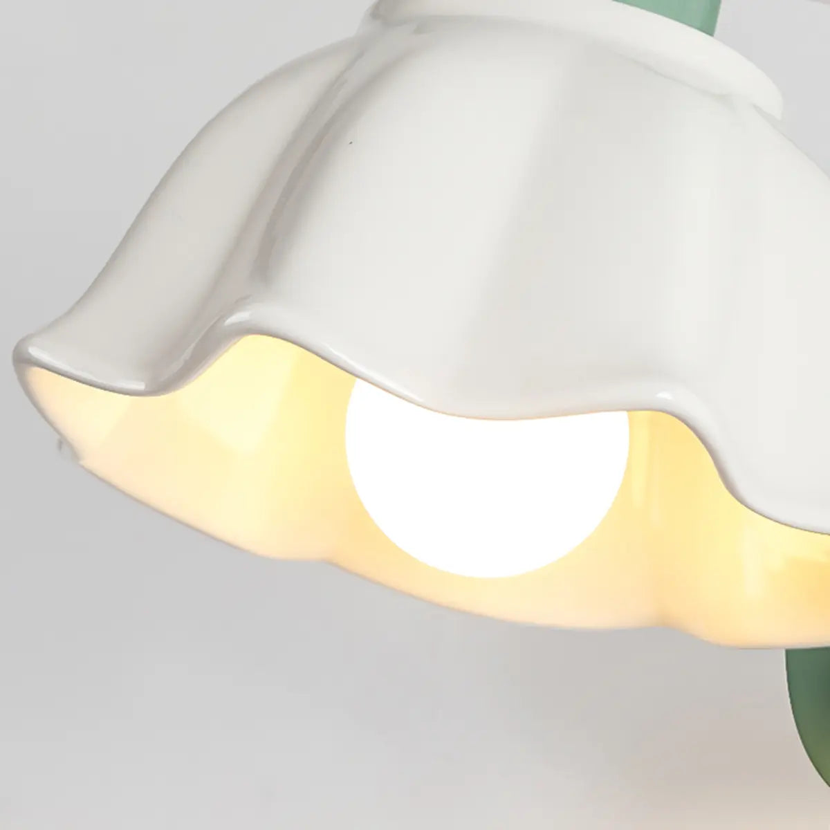 Green Curved Ceramics Floral Reading LED Wall Sconce Image - 9