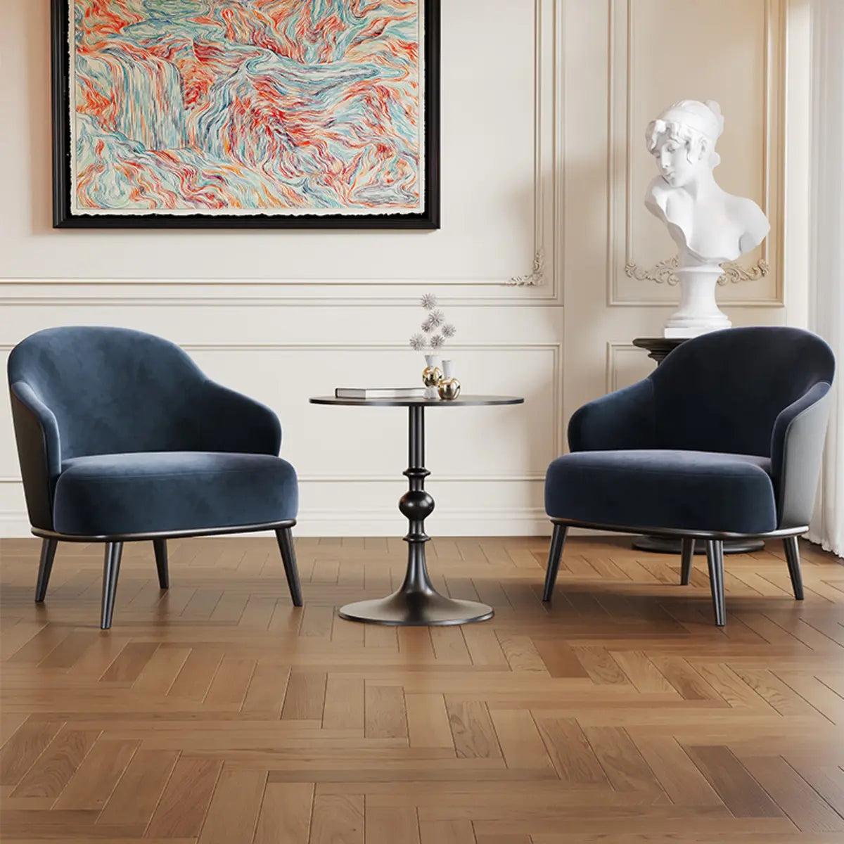 Green Flannel Fabric Fixed Back Accent Chair with Arms Image - 6