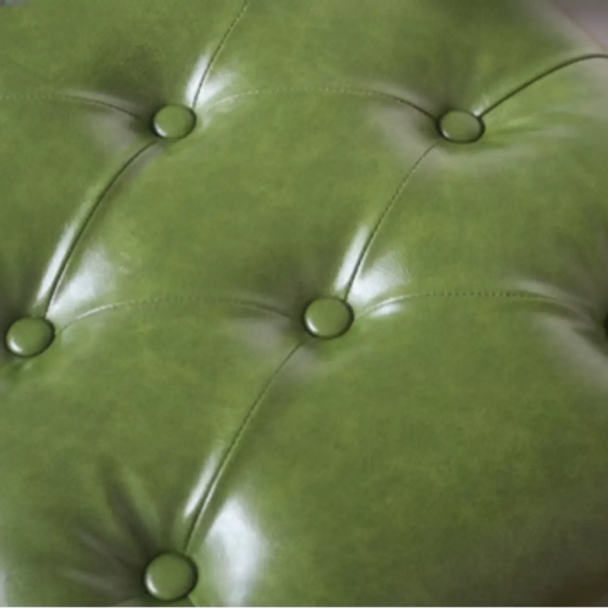 Green Leather Tufted Bench with Classic Wooden Legs Image - 7