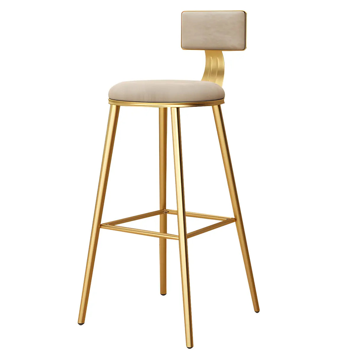 Green Metal Upholstered Low-Back Bar Stool With Footrest Image - 10