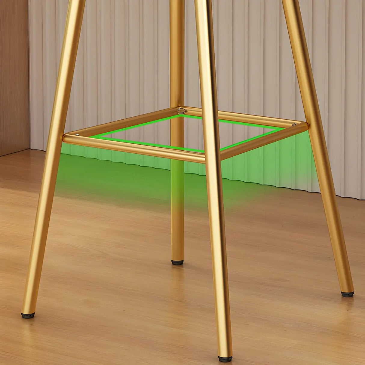 Green Metal Upholstered Low-Back Bar Stool With Footrest Image - 15