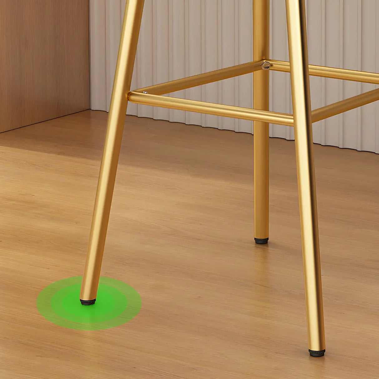 Green Metal Upholstered Low-Back Bar Stool With Footrest Image - 16