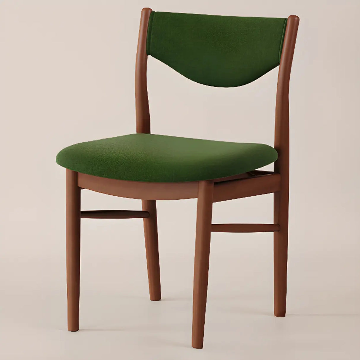 Green Open Back Armless Wood Fabric Seat Dining Chair Image - 11
