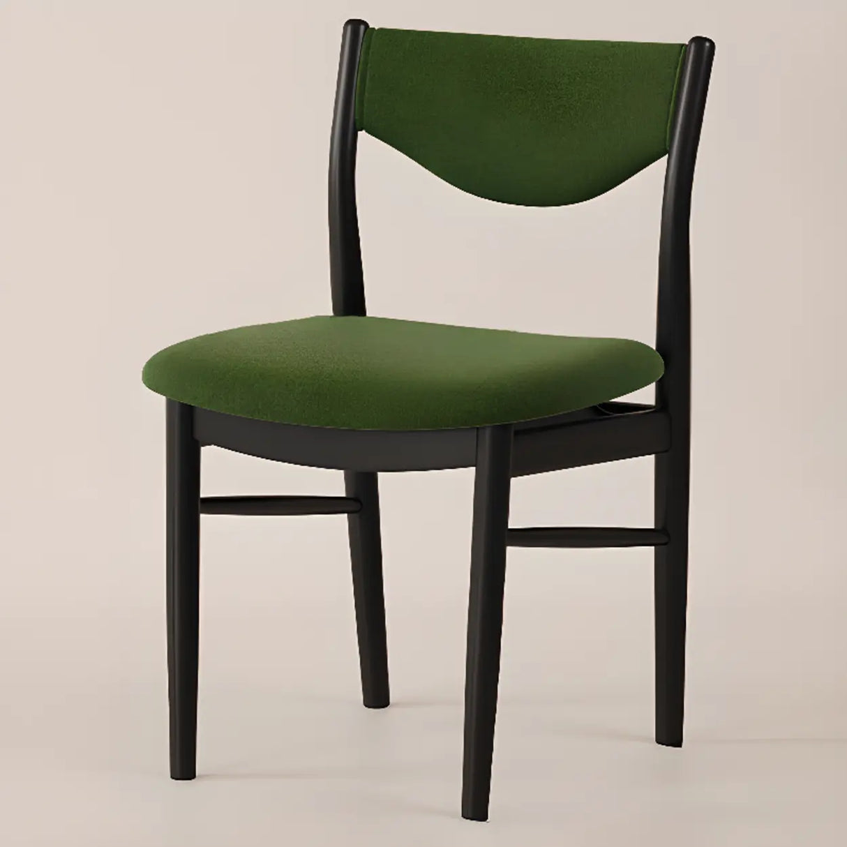 Green Open Back Armless Wood Fabric Seat Dining Chair Image - 3