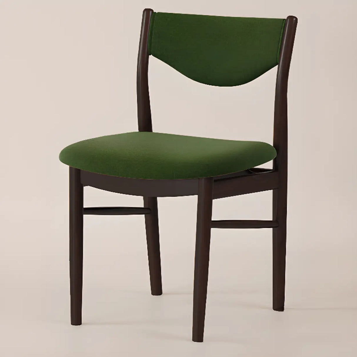Green Open Back Armless Wood Fabric Seat Dining Chair Image - 5