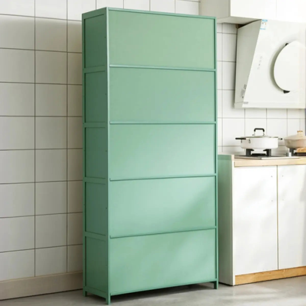 Green Rectangular Wood Kitchen Medium China Cabinet Image - 10