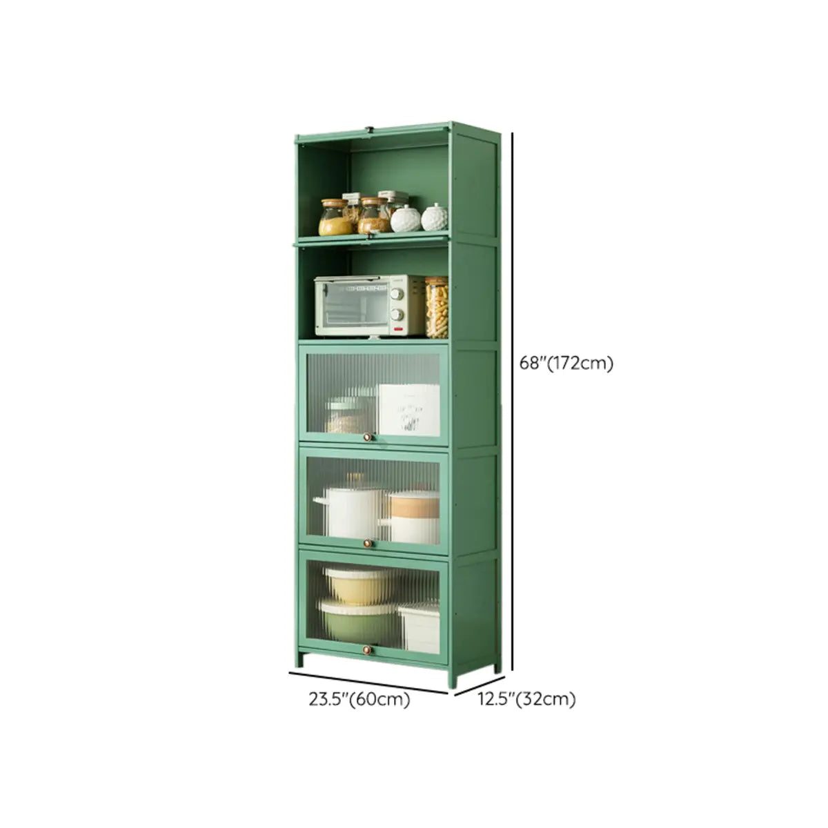 Green Rectangular Wood Kitchen Medium China Cabinet Image - 37