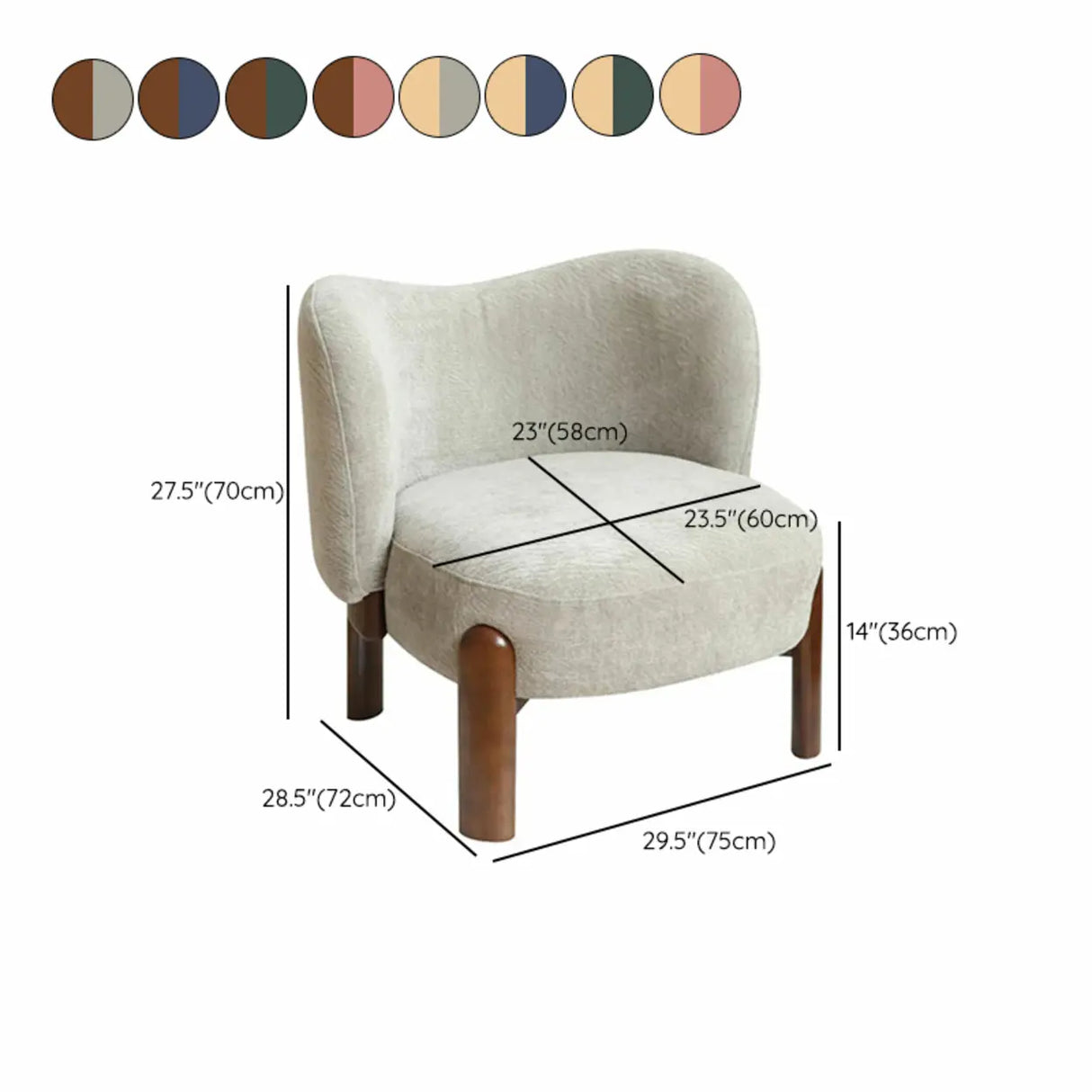 Green Scratch Resistant Flannel Accent Chair with Wood Legs