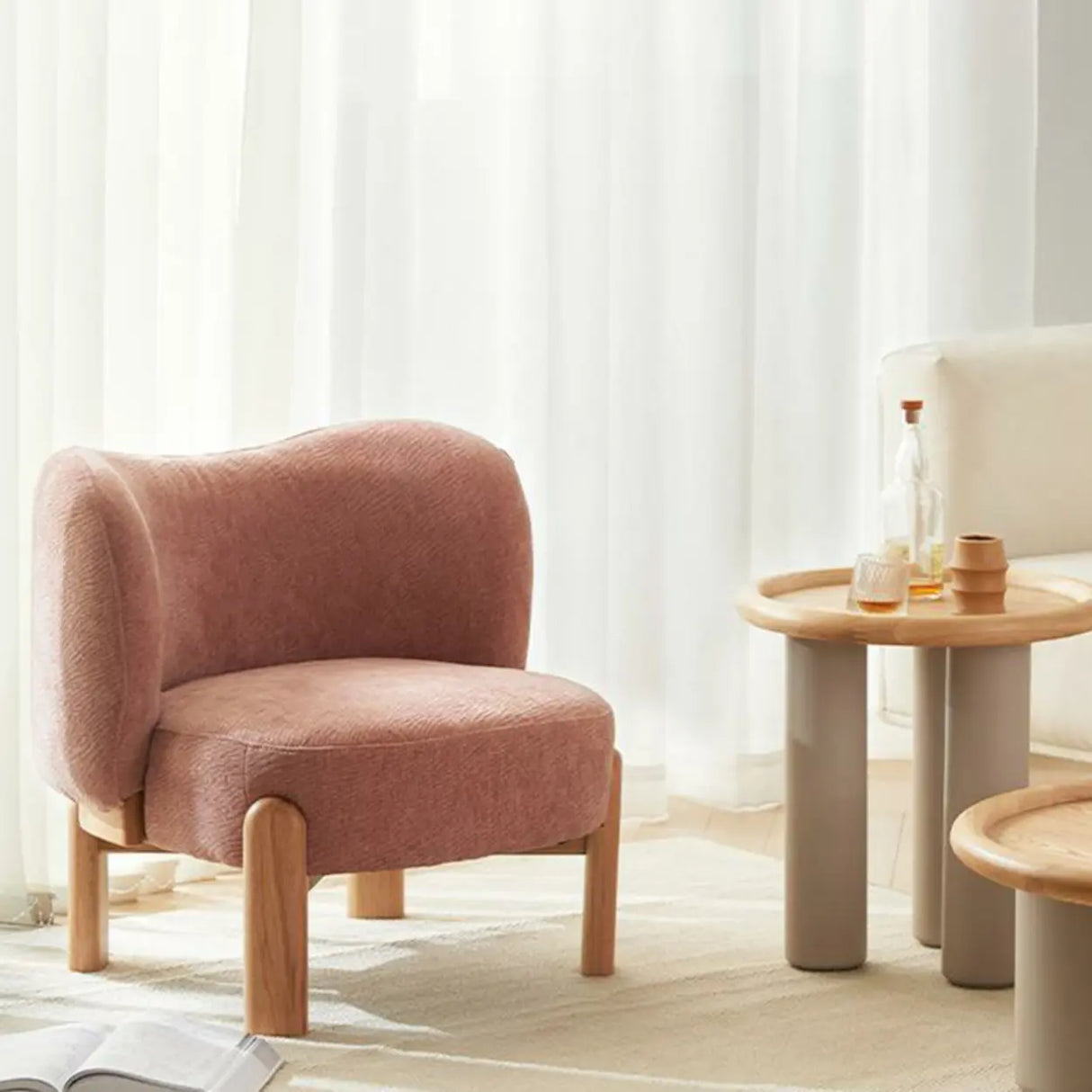 Green Scratch Resistant Flannel Accent Chair with Wood Legs Image - 6