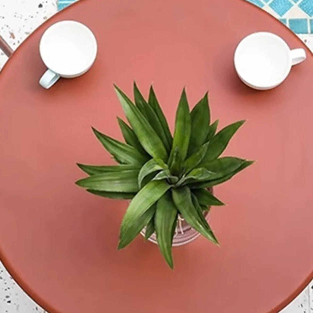 Green Space-Saving Outdoor Round Metal Patio Table Image - 11