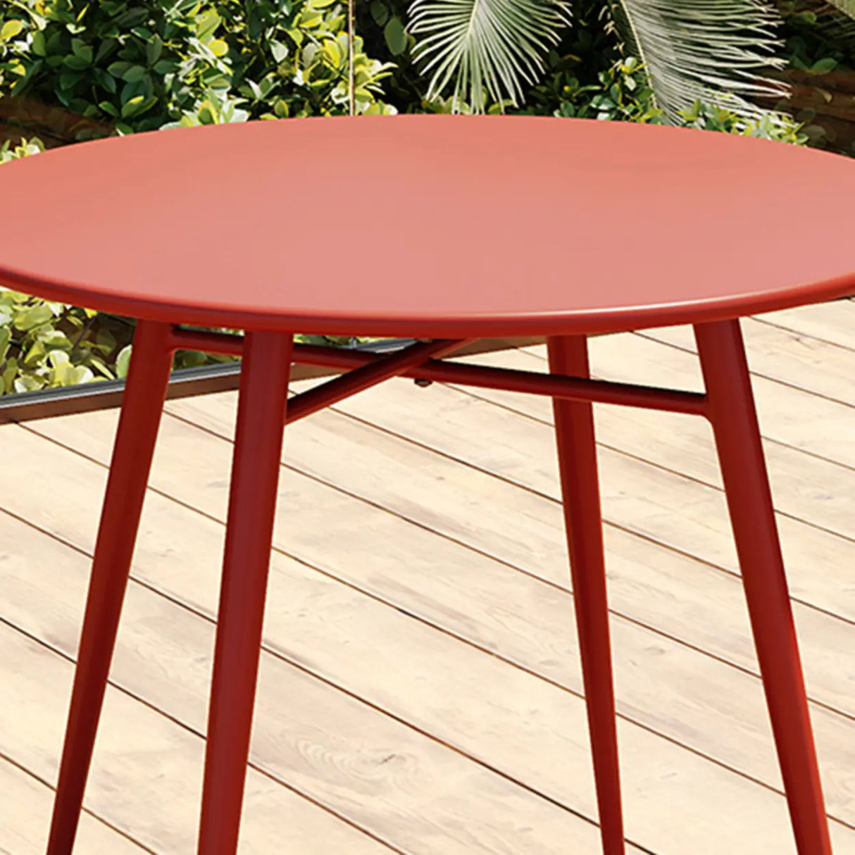 Green Space-Saving Outdoor Round Metal Patio Table Image - 12