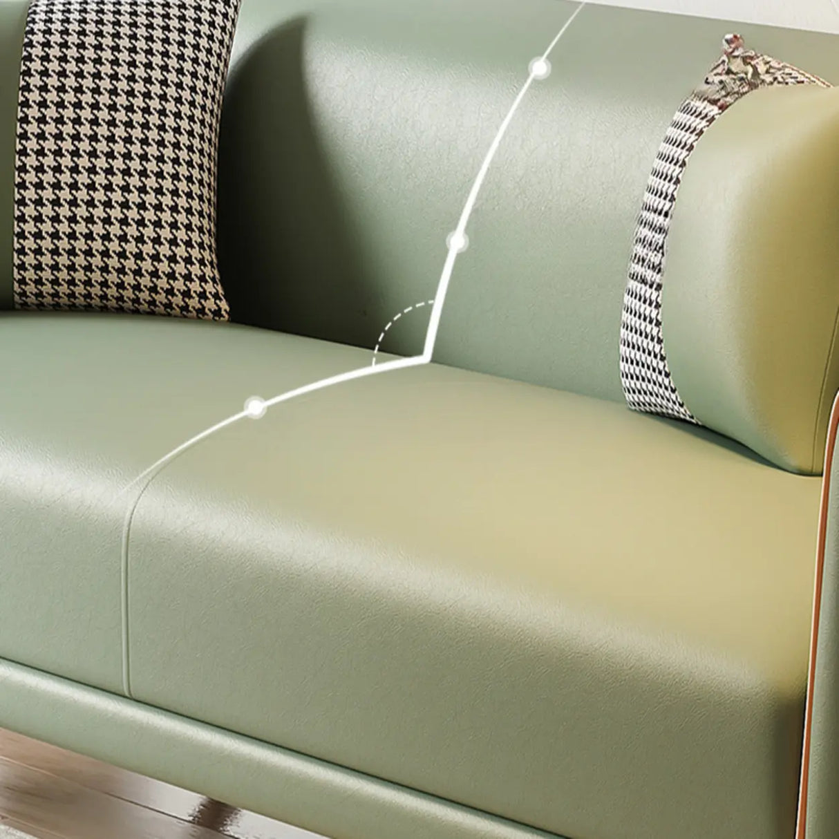 Green Stain Water Resistant Tuxedo Arm Wood Frame Sofa Image - 11