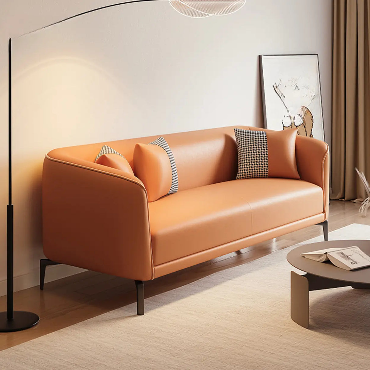 Green Stain Water Resistant Tuxedo Arm Wood Frame Sofa Image - 13