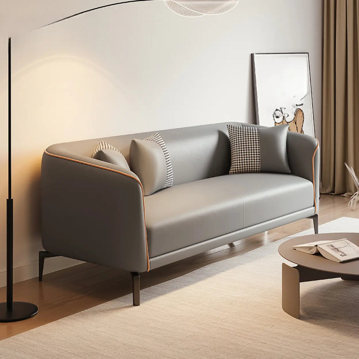 Green Stain Water Resistant Tuxedo Arm Wood Frame Sofa Image - 4