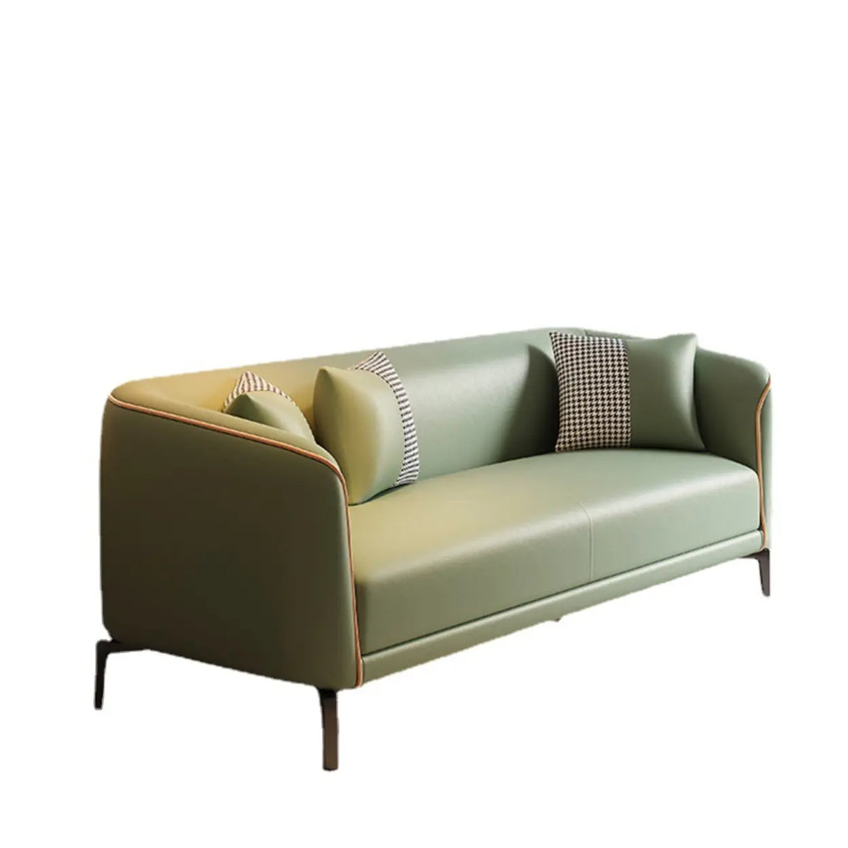 Green Stain Water Resistant Tuxedo Arm Wood Frame Sofa Image - 5