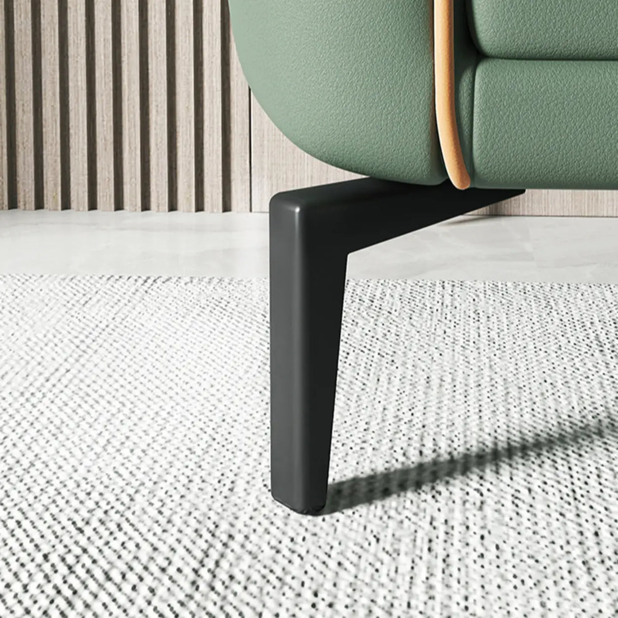 Green Stain Water Resistant Tuxedo Arm Wood Frame Sofa Image - 7