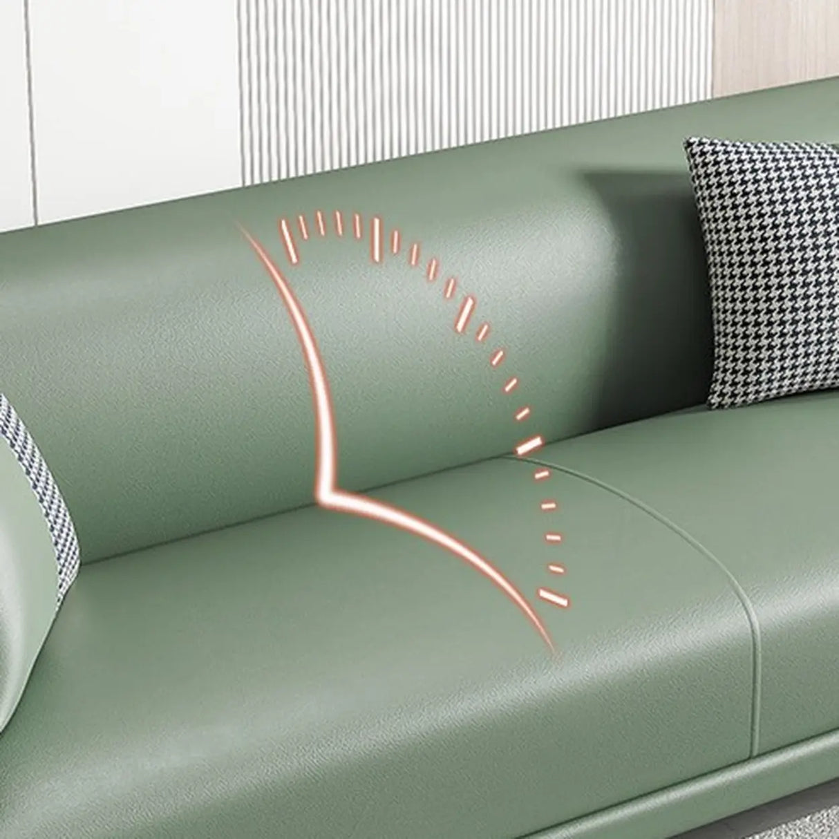 Green Stain Water Resistant Tuxedo Arm Wood Frame Sofa Image - 8