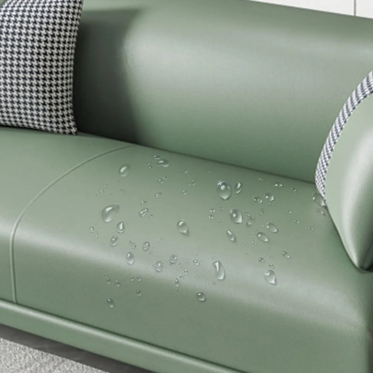 Green Stain Water Resistant Tuxedo Arm Wood Frame Sofa Image - 9