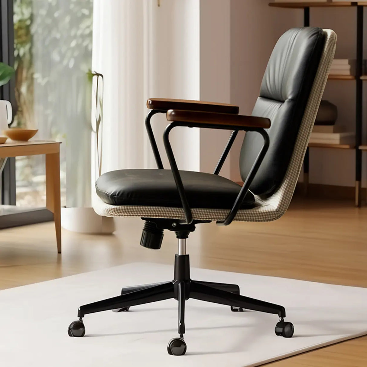 Green Swivel Leather Conference Adjustable Office Chair Image - 2