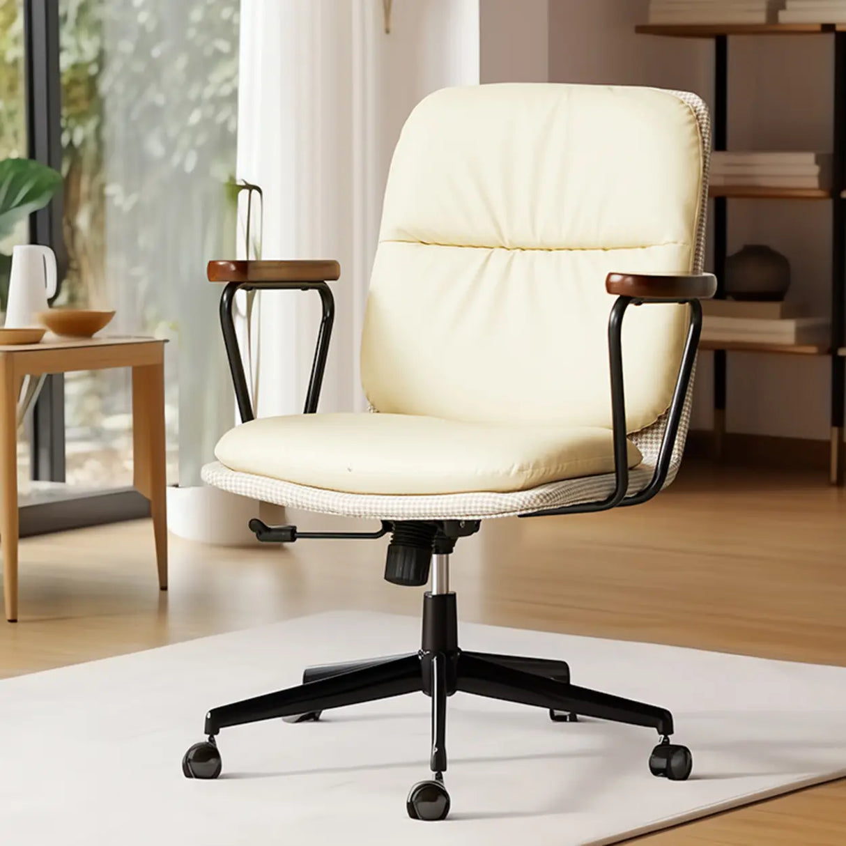 Green Swivel Leather Conference Adjustable Office Chair Image - 3