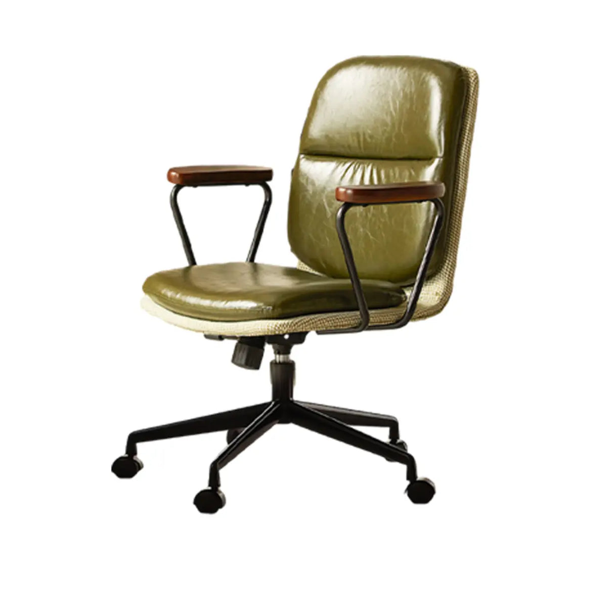 Green Swivel Leather Conference Adjustable Office Chair Image - 5