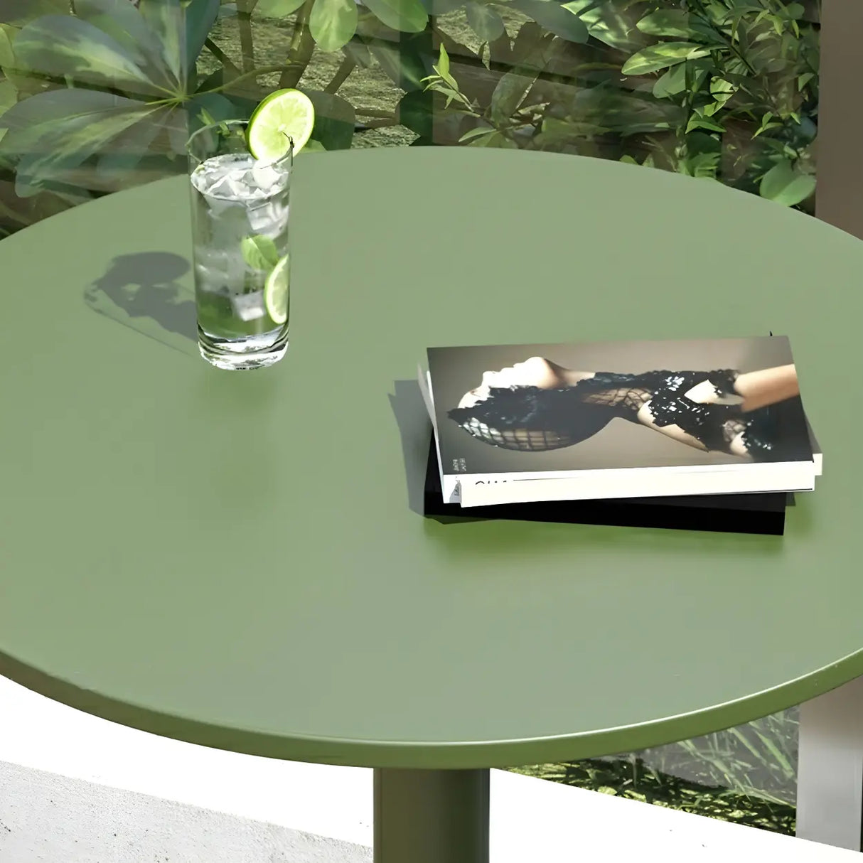 Green Waterproof Outdoor Patio Round Metal Bistro Table Image - 10