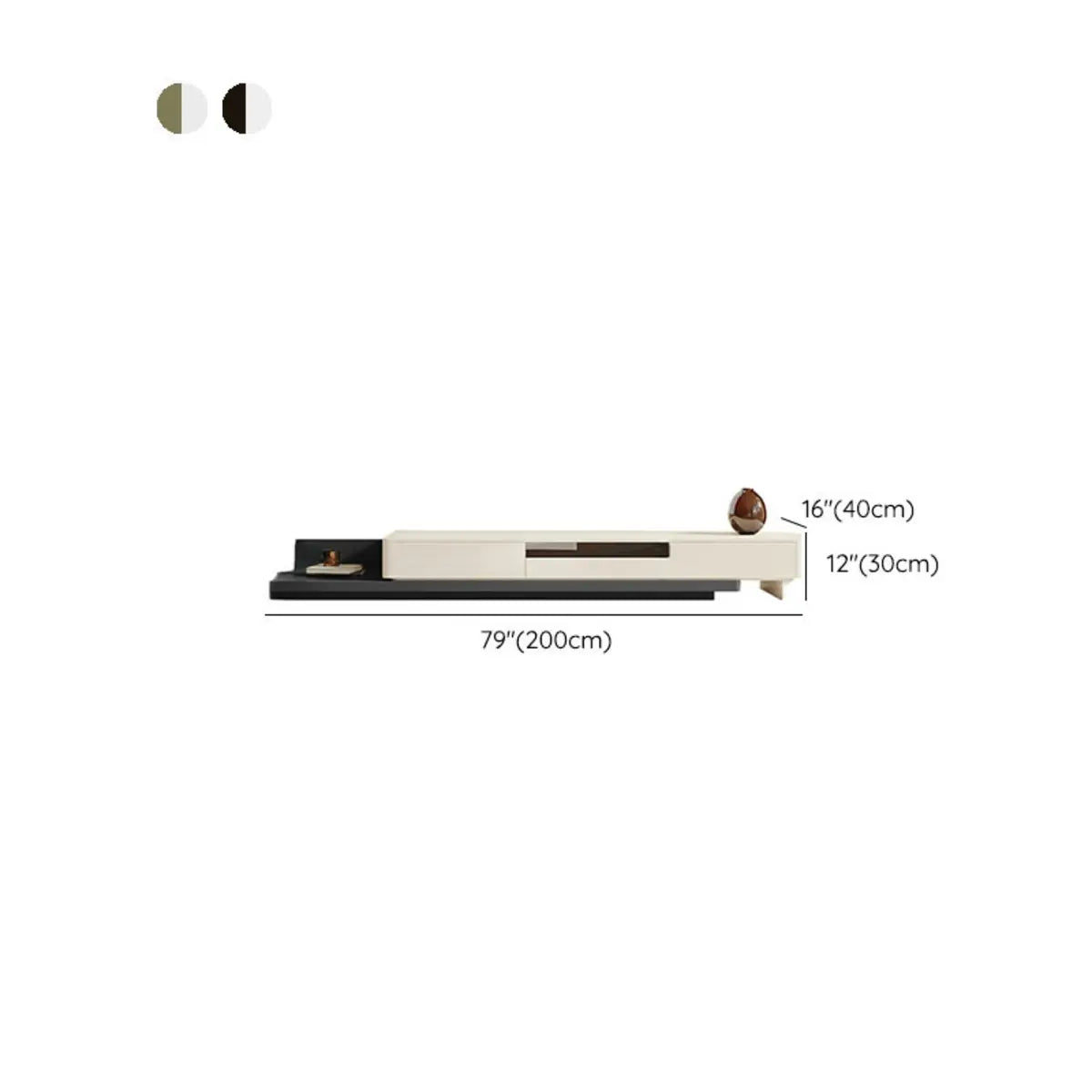 Green-White Fresh Long Wood Rectangle Storage TV Stand