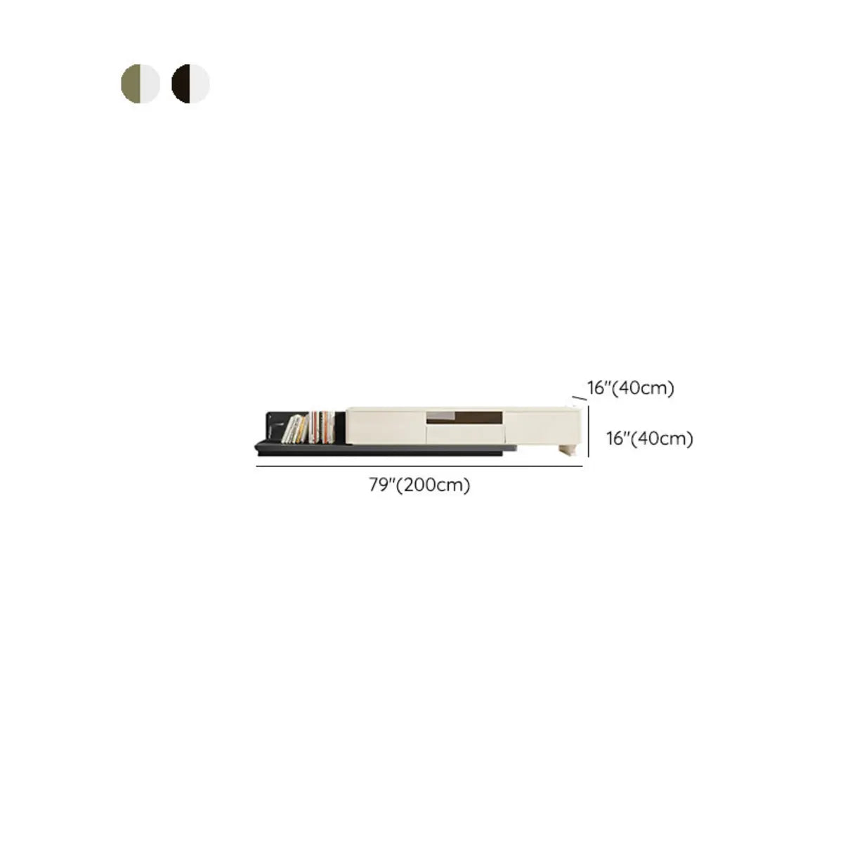 Green-White Fresh Long Wood Rectangle Storage TV Stand Image - 9